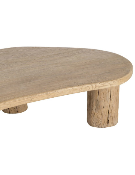 Grande Table basse design wabi-sabi Organique 170 cm Bois d'orme recyclé Naturel Tellumé