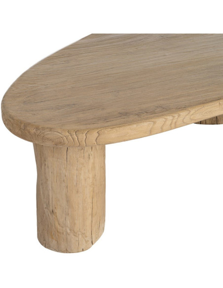 Grande Table basse design wabi-sabi Organique 170 cm Bois d'orme recyclé Naturel Tellumé