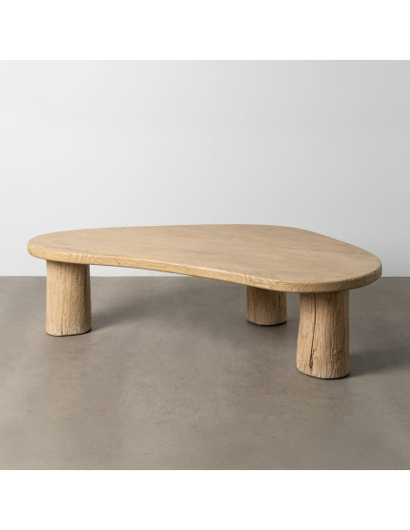 Grande Table basse design wabi-sabi Organique 170 cm Bois d'orme recyclé Naturel Tellumé