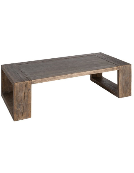 Grande Table basse design wabi-sabi Rectangulaire 160 cm Bois d'orme recyclé Marron Archibo