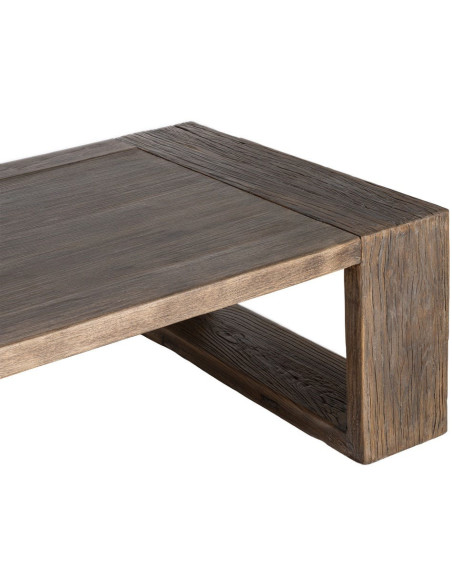 Grande Table basse design wabi-sabi Rectangulaire 160 cm Bois d'orme recyclé Marron Archibo