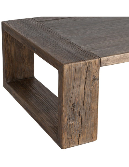 Grande Table basse design wabi-sabi Rectangulaire 160 cm Bois d'orme recyclé Marron Archibo