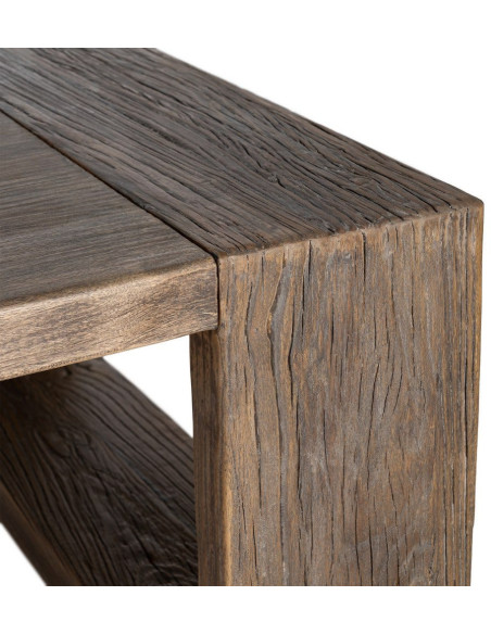 Grande Table basse design wabi-sabi Rectangulaire 160 cm Bois d'orme recyclé Marron Archibo