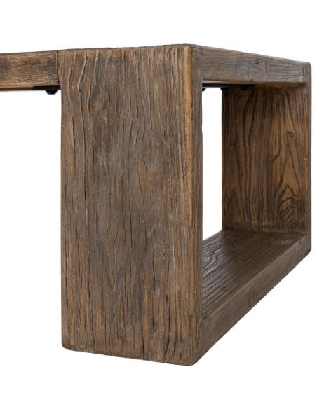 Grande Table basse design wabi-sabi Rectangulaire 160 cm Bois d'orme recyclé Marron Archibo