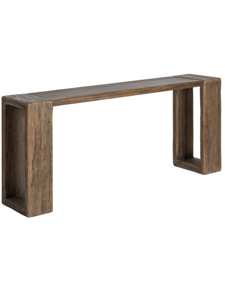 Grande Console design wabi-sabi Rectangulaire 178 cm Bois d'orme recyclé Marron Archibo
