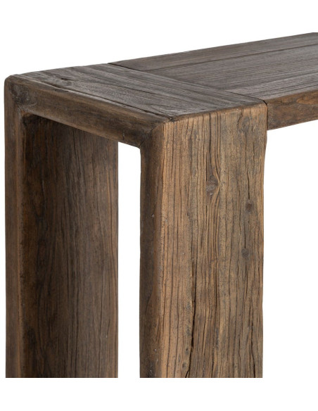 Grande Console design wabi-sabi Rectangulaire 178 cm Bois d'orme recyclé Marron Archibo