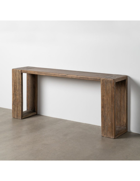 Grande Console design wabi-sabi Rectangulaire 178 cm Bois d'orme recyclé Marron Archibo