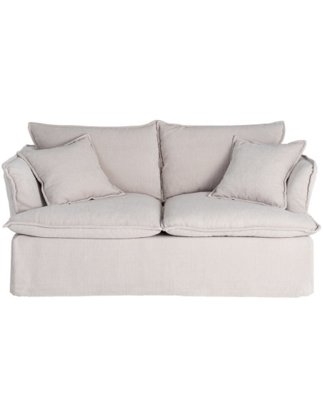 Canapé design contemporain Droit 2 places 181 cm Tissu Blanc crème Bois Pluméa