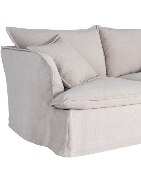 Canapé design contemporain Droit 2 places 181 cm Tissu Blanc crème Bois Pluméa