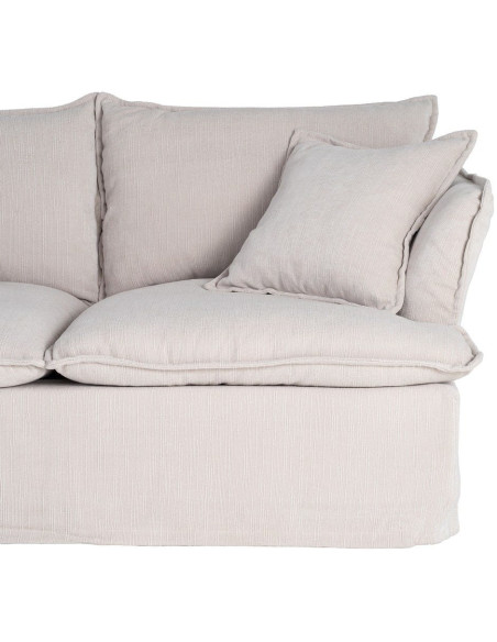 Canapé design contemporain Droit 2 places 181 cm Tissu Blanc crème Bois Pluméa