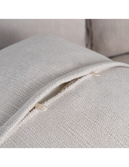 Canapé design contemporain Droit 2 places 181 cm Tissu Blanc crème Bois Pluméa