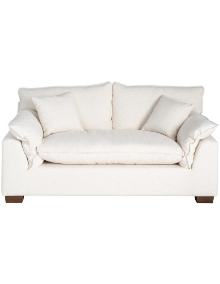 Canapé design contemporain Droit 2 places 178 cm Tissu Blanc crème Bois Coconéa