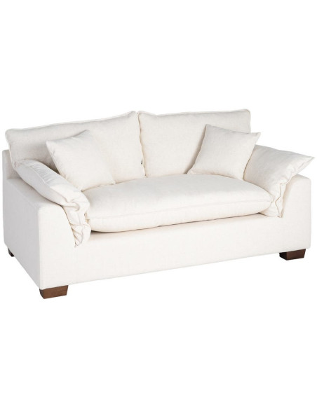 Canapé design contemporain Droit 2 places 178 cm Tissu Blanc crème Bois Coconéa