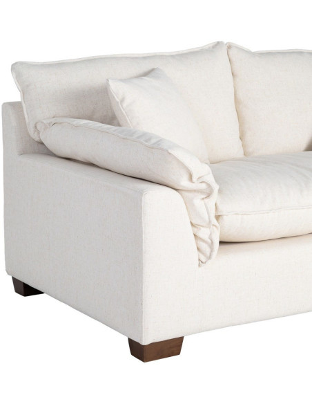 Canapé design contemporain Droit 2 places 178 cm Tissu Blanc crème Bois Coconéa