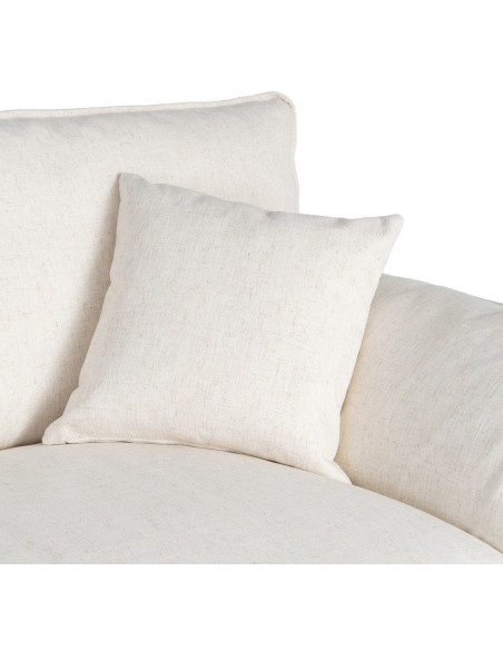 Canapé design contemporain Droit 2 places 178 cm Tissu Blanc crème Bois Coconéa