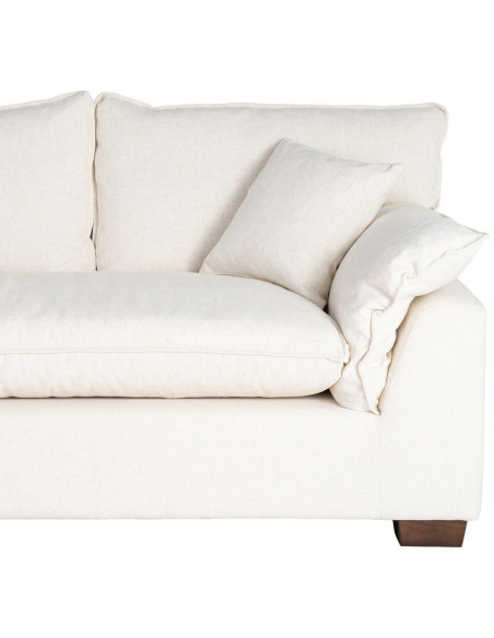 Canapé design contemporain Droit 2 places 178 cm Tissu Blanc crème Bois Coconéa