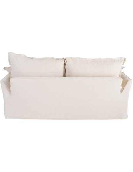 Canapé design cocooning Droit 2 places 200 cm Coton Lin Beige Bois de pin Oryza