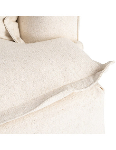 Canapé design cocooning Droit 2 places 200 cm Coton Lin Beige Bois de pin Oryza