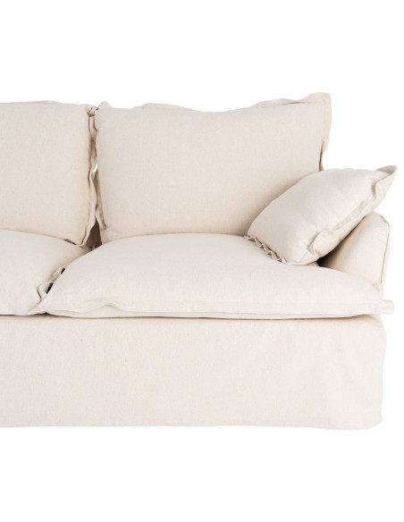 Canapé design cocooning Droit 2 places 200 cm Coton Lin Beige Bois de pin Oryza