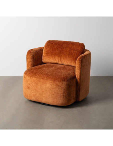 Fauteuil pivotant design rétro chic Tissu Terracotta Bois de pin Velméra