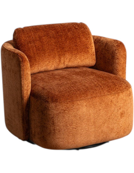 Fauteuil pivotant design rétro chic Tissu Terracotta Bois de pin Velméra