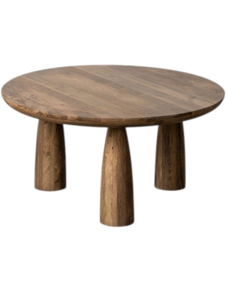 Table basse moderne chic Ronde 75 cm en Bois de manguier Naturel Soraya