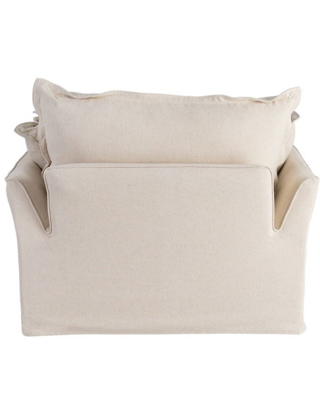 Fauteuil design cocooning Coton Lin Beige Bois de pin Oryza