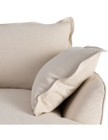 Fauteuil design cocooning Coton Lin Beige Bois de pin Oryza