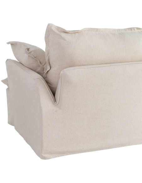 Fauteuil design cocooning Coton Lin Beige Bois de pin Oryza