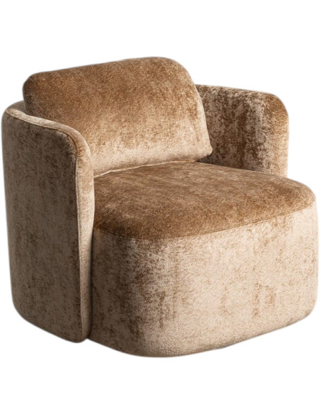 Fauteuil pivotant design rétro chic Tissu Beige Bois de pin Velméra