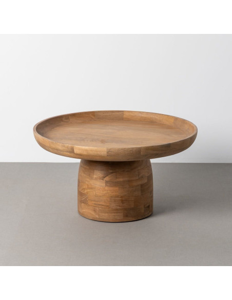 Table basse Calyo 60 cm en bois de manguier marron foncé