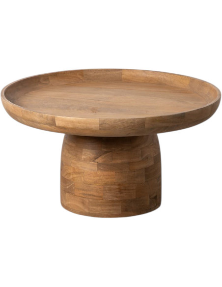 Table basse Calyo 60 cm en bois de manguier marron foncé