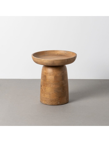 Table d'appoint ethnique chic Ronde 44 cm Bois de manguier Naturel Calyo