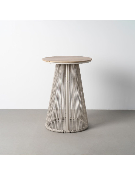 Table haute de jardin Ø70 cm polywood et rotin beige naturel Thaléa
