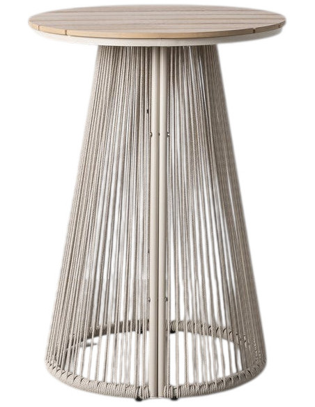 Table haute de jardin Ø70 cm polywood et rotin beige naturel Thaléa