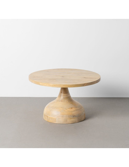 Table basse design Japandi Ronde 67 cm Bois de manguier Naturel Pléna