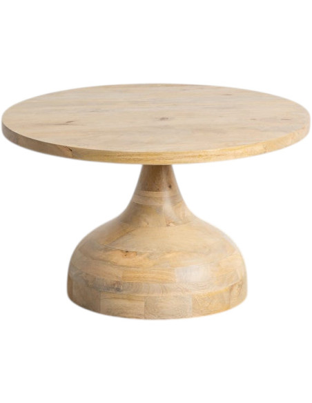 Table basse design Japandi Ronde 67 cm Bois de manguier Naturel Pléna