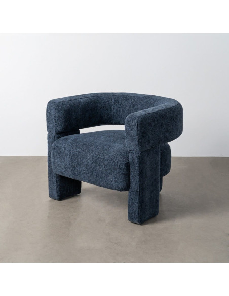 Fauteuil design contemporain Tissu Bleu Bois de pin Monolys