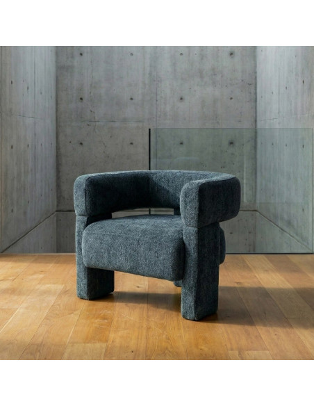 Fauteuil design contemporain Tissu Bleu Bois de pin Monolys