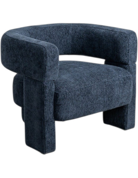 Fauteuil design contemporain Tissu Bleu Bois de pin Monolys
