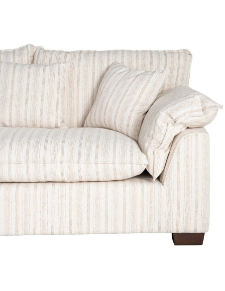 Canapé design contemporain Droit 2 places 178 cm Tissu Blanc crème Motif rayures Bois Linéva