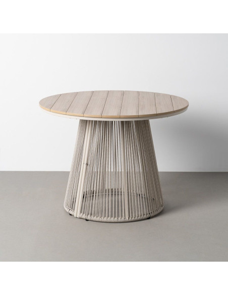 Table de jardin ronde Ø100 cm polywood et rotin beige naturel Thaléa