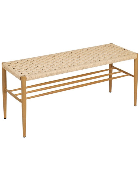 Banc d’entrée corde tressée et métal naturel 100 cm Xove Ixia - 1