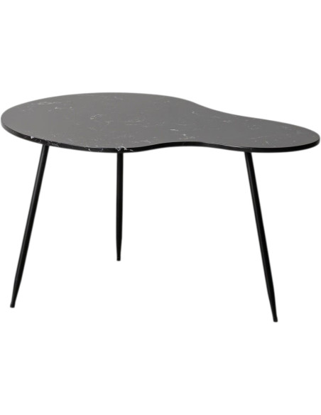Table basse moderne chic Organique 80 cm en Marbre Métal Noir Elrano