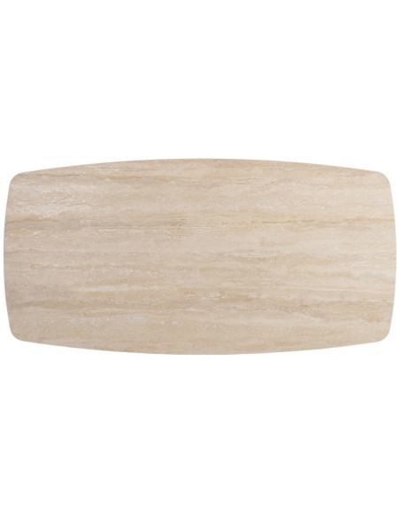 Table basse moderne chic Rectangulaire en Pierre frittée Beige Effet travertin Métal Noir Ahlira