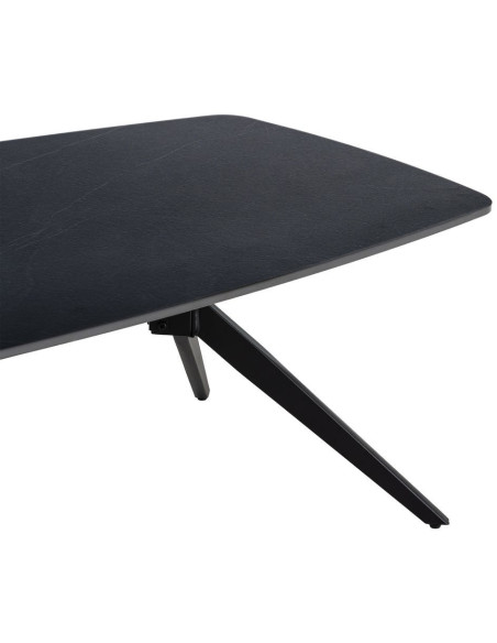 Table basse moderne chic Rectangulaire en Pierre frittée Noir Effet marbre Métal Noir Ahlira