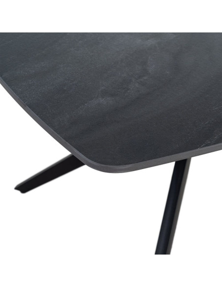 Table basse moderne chic Rectangulaire en Pierre frittée Noir Effet marbre Métal Noir Ahlira