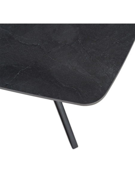 Table basse moderne chic Rectangulaire en Pierre frittée Noir Effet marbre Métal Noir Ahlira