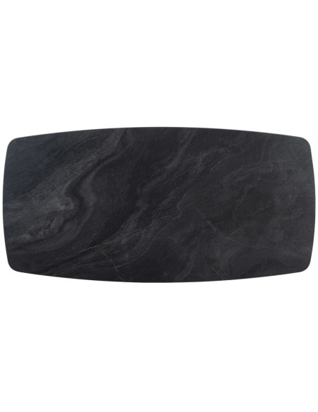 Table basse moderne chic Rectangulaire en Pierre frittée Noir Effet marbre Métal Noir Ahlira