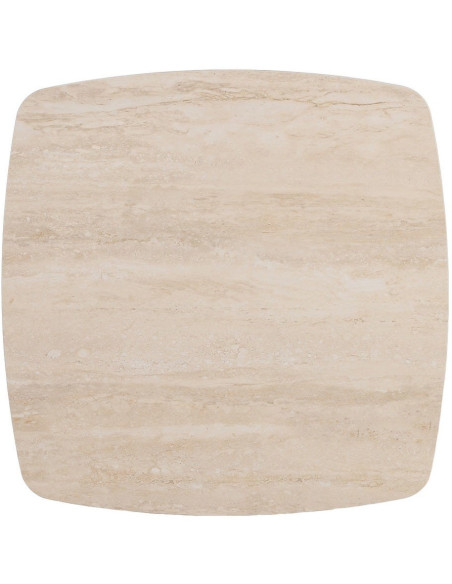 Table basse moderne chic Carrée en Pierre frittée Beige Effet travertin Métal Noir Ahlira